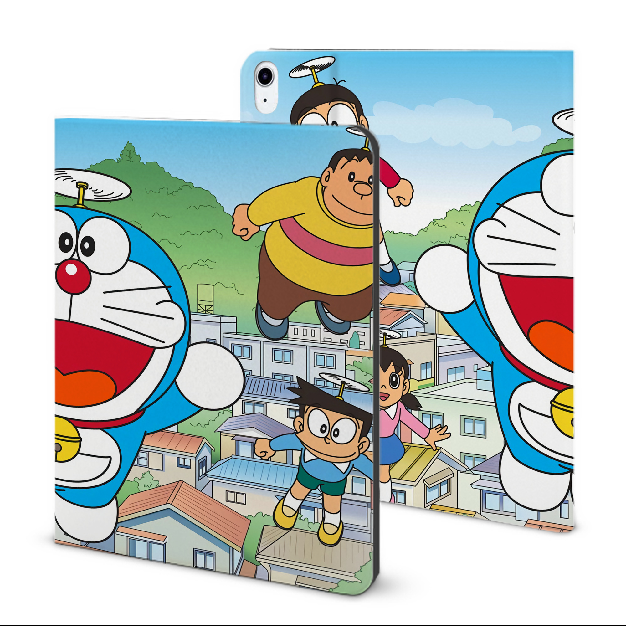 （画像用） ドラえもん Doraemon IPad ケース ブック型 PUレザー TPU 耐衝撃 軽量 薄型 ペン収納なし 全面保護 IPad 各モデル対応